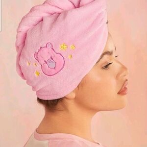 Pink Embroidered Hair Towel Wrap
